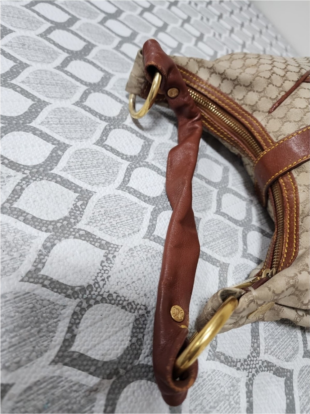 Celine Vintage Macadam Hobo Shoulder Bag Beige/Brown - Picture 12 of 15
